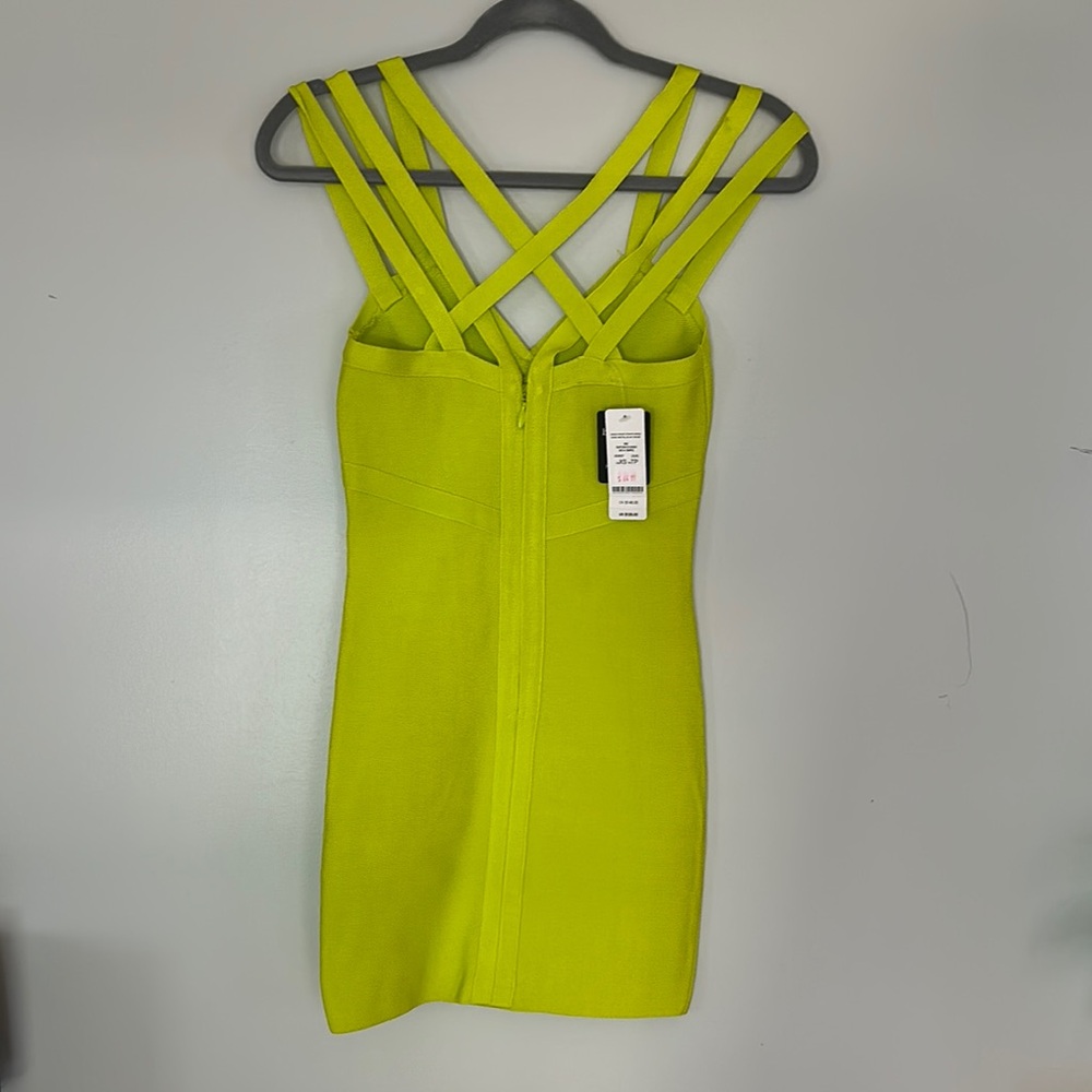 Bebe Green Bodycon Mini Dress Spaghetti Strap Cocktail